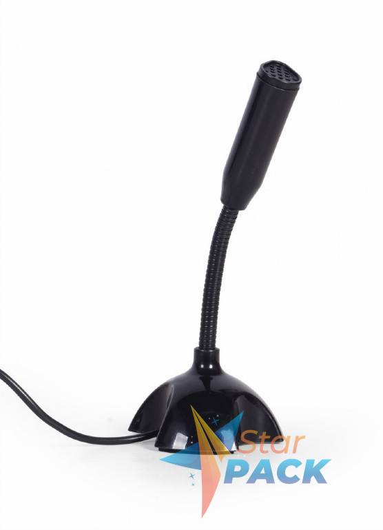 MICROFON GEMBIRD, suport tip picior, conector USB 2.0, flexibil, negru