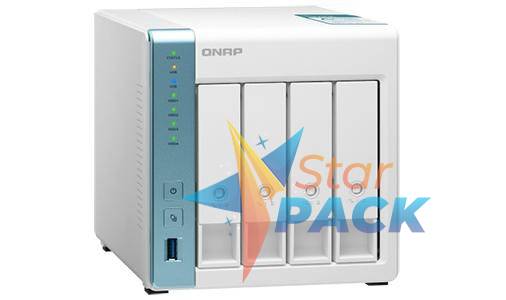 NAS QNAP, desktop, HDD x 4, capacitate maxima 64 TB, memorie RAM 1 GB, RJ-45 x 2, porturi USB 3.2 x 3