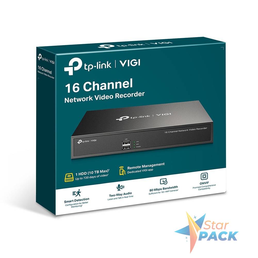 NVR TP-Link VIGI, 16 canale,  capacitate max 10 TB, porturi HDMI | VGA | Retea RJ45 | 2 x USB 2.0