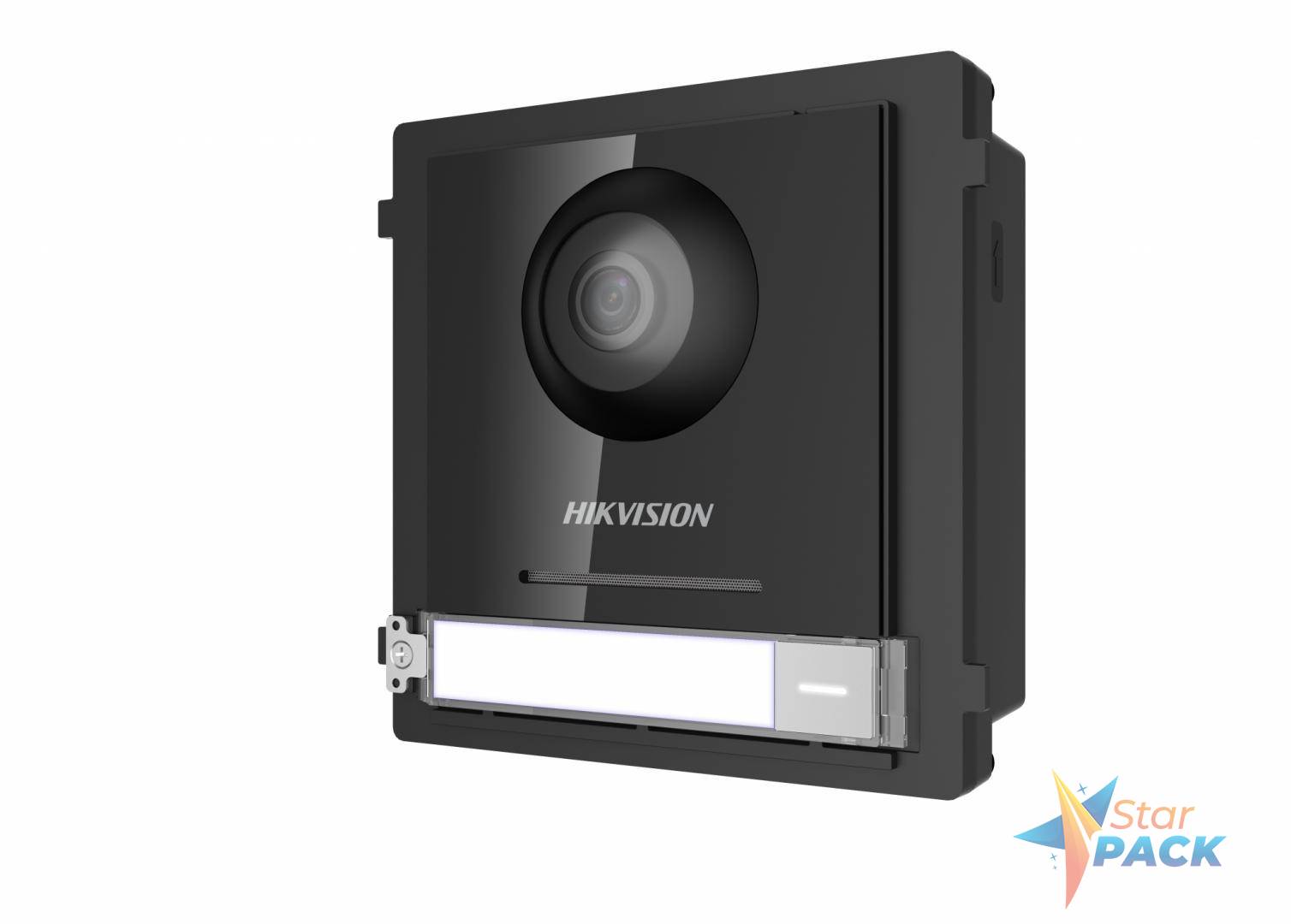 PANOU videointerfon modular de exterior Hikvision,1 xbuton apelare, camera video wide angle 180grade Fish eye 2MP, permite conectarea pana la 8 submodule de extensie