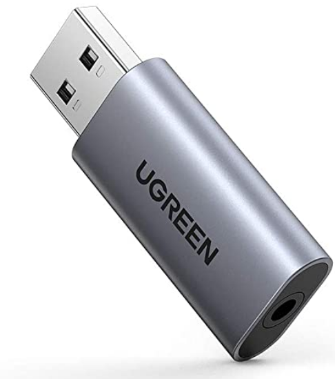 PLACA de SUNET Ugreen CM383 extern, interfata USB 2.0 la 3.5 mm jack, gri   - 6957303888641
