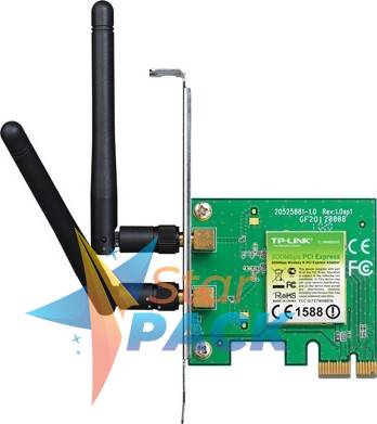 PLACA RETEA TP-LINK , intern wireless 2.4 GHz, PCI-E, port, 300 Mbps, antena externa detasabila x 2