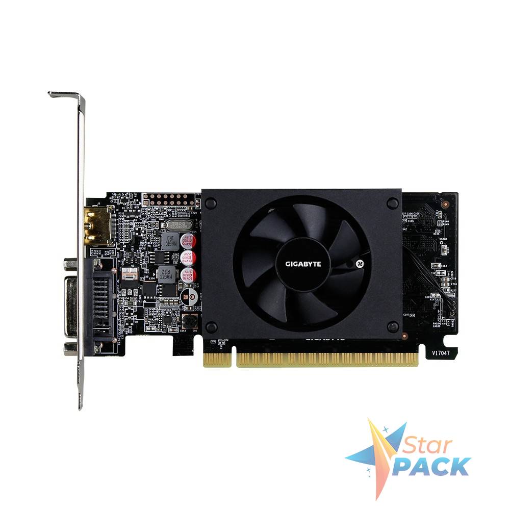 PLACA VIDEO GIGABYTE NVIDIA GeForce  GT 710, 2GB GDDR5 64biti, PCI Express 2.0 x 8, HDMI, DVI, sistem racire aer activ