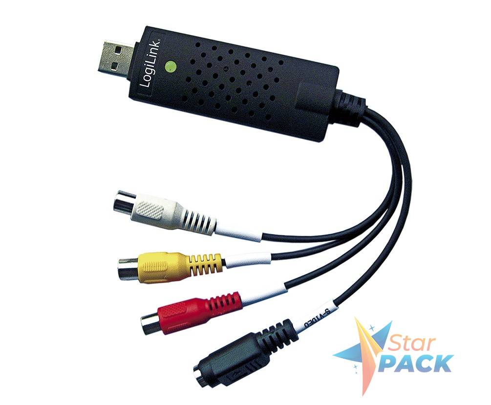 PLACI de CAPTURA LOGILINK, extern, intrare RCA x 3 | S-Video, iesire USB 2.0, cablu Audio RCA | Video RCA | S-video, transfer inregistrari de pe casete video pe PC