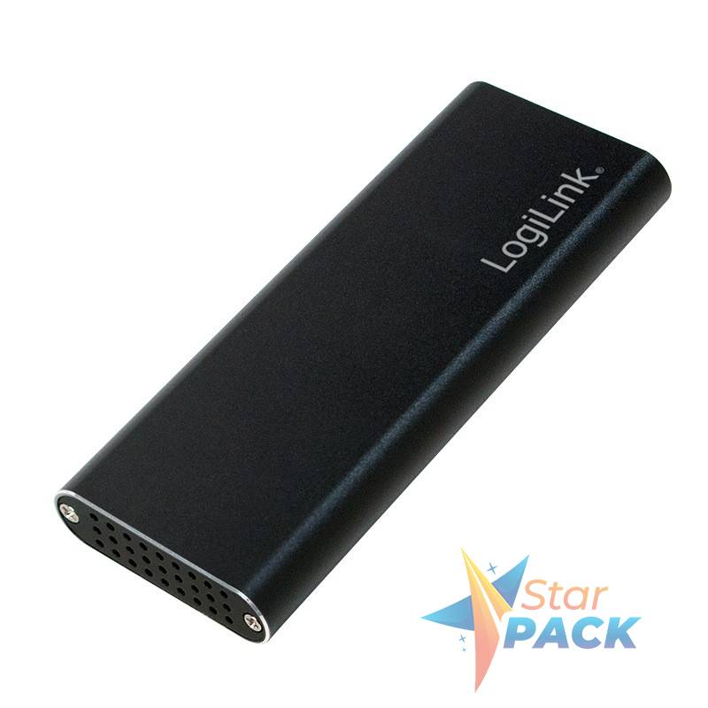RACK extern LOGILINK, pt. SSD, M.2, M.2 S-ATA NGFF, interfata PC USB 3.2, aluminiu, negru