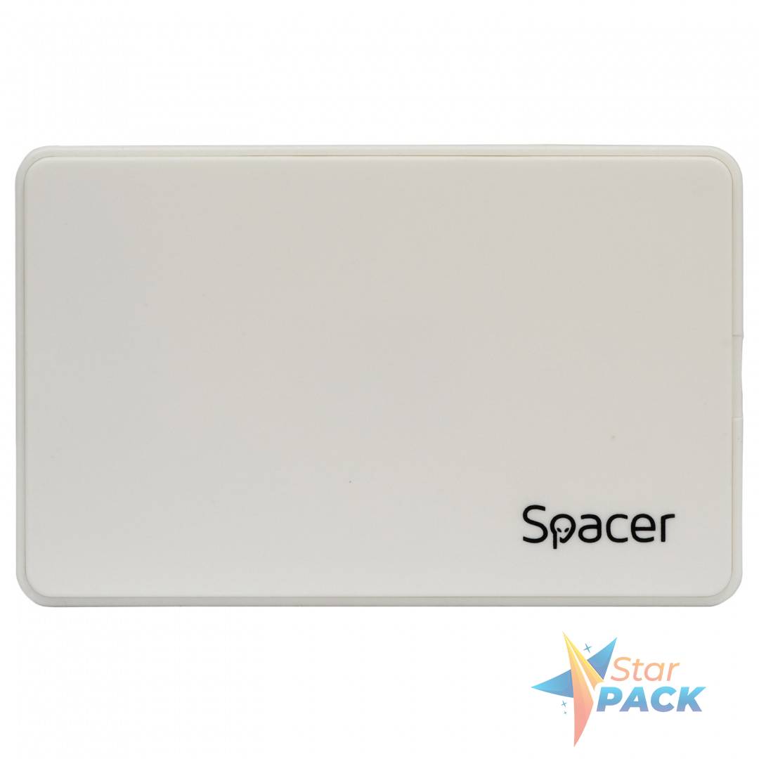 RACK extern SPACER, pt HDD/SSD, 2.5 inch, S-ATA, interfata PC USB 3.0, Husa piele sintetitca, plastic, Alb