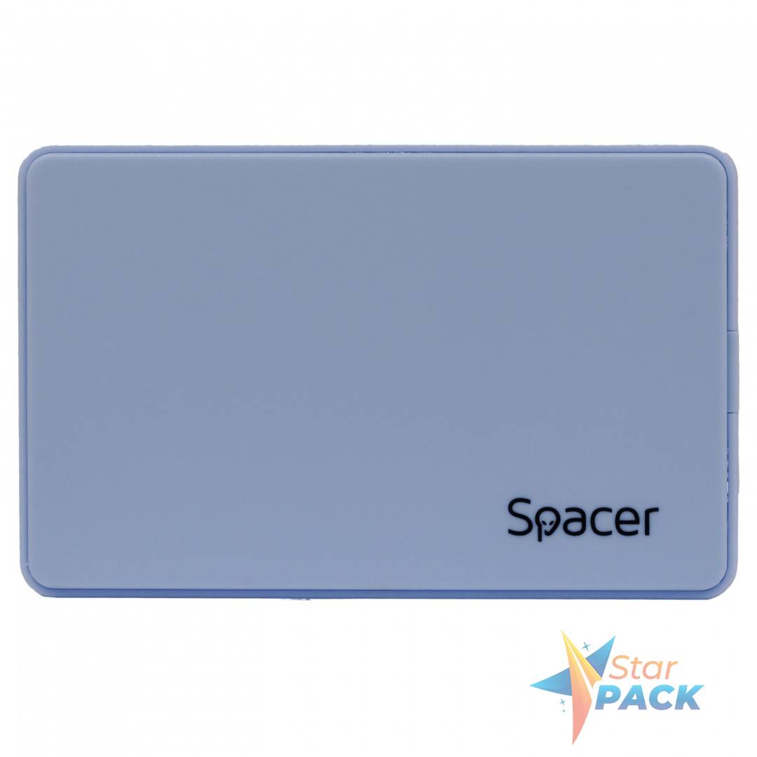 RACK extern SPACER, pt HDD/SSD, 2.5 inch, S-ATA, interfata PC USB 3.0, Husa piele sintetitca, plastic, Bleu