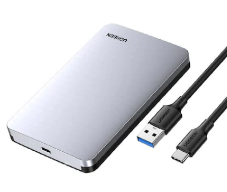 RACK extern Ugreen, CM300 pt HDD si SSD SATA 2.5 conectare USB 3.1 Gen2 max 6 Gbps, cablu inclus USB to USB Type-C, aluminiu, gri  - 6957303874989