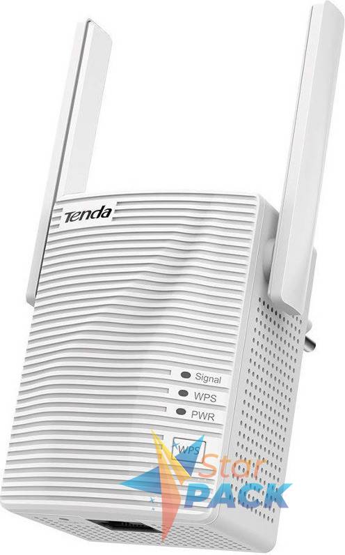 RANGE EXTENDER TENDA wireless, 1200 Mbps, 1 port 10/100 Mbps, antena externa x 2, dual band AC1200, 2.4 - 5 GHz