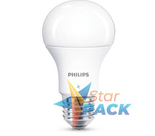 SET 2 becuri LED Philips, soclu E27, putere 11W, forma clasic, lumina alb calda, alimentare 220 - 240 V