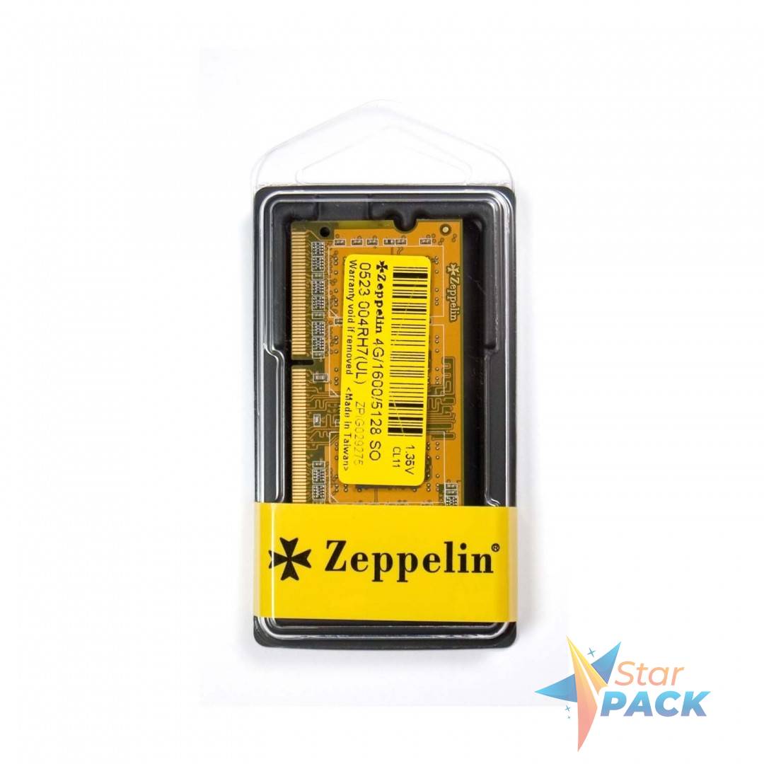 SODIMM  Zeppelin, DDR3 4GB, 1600 MHz, low voltage 1.35V, retail