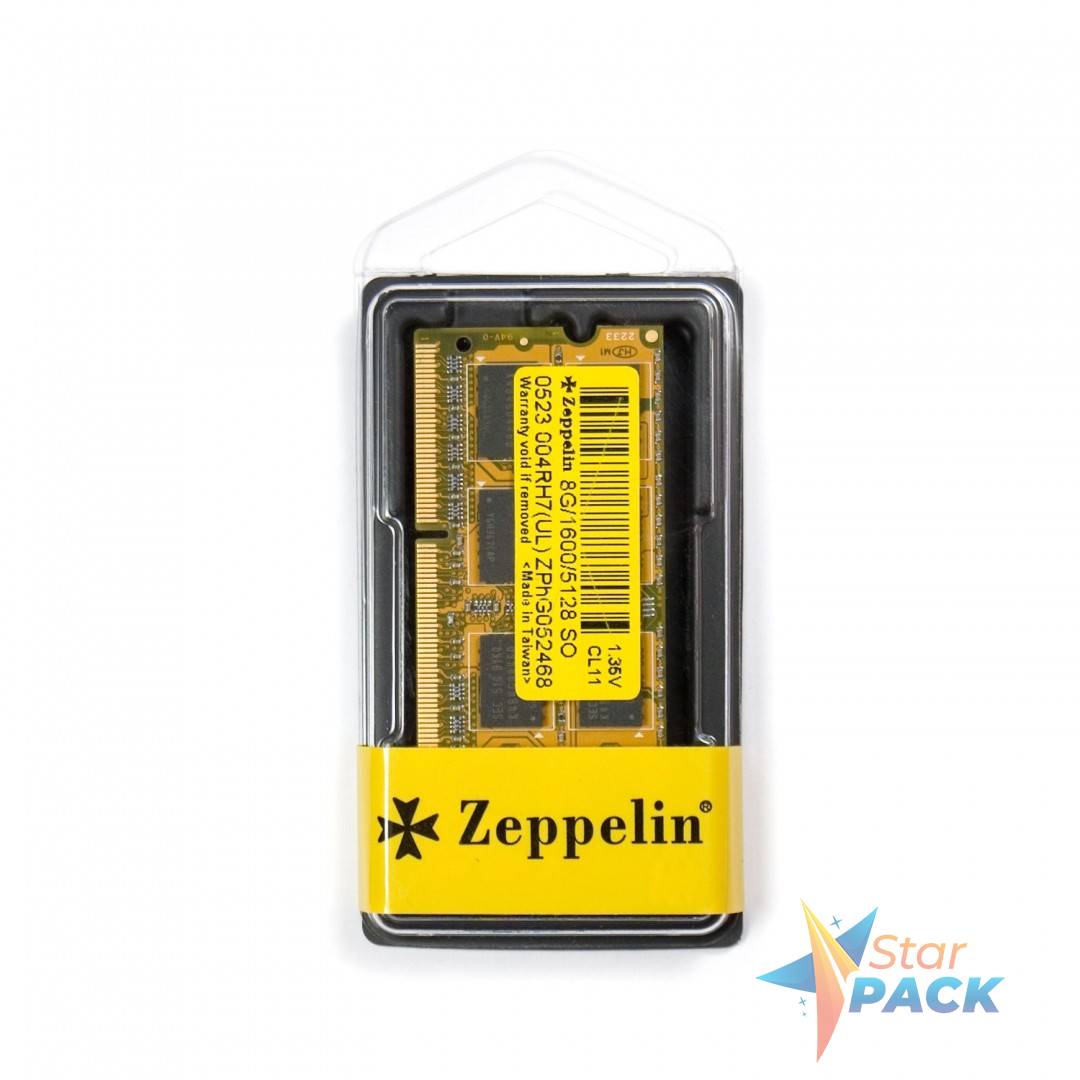 SODIMM  Zeppelin, DDR3 8GB, 1600 MHz, low voltage 1.35V, retail