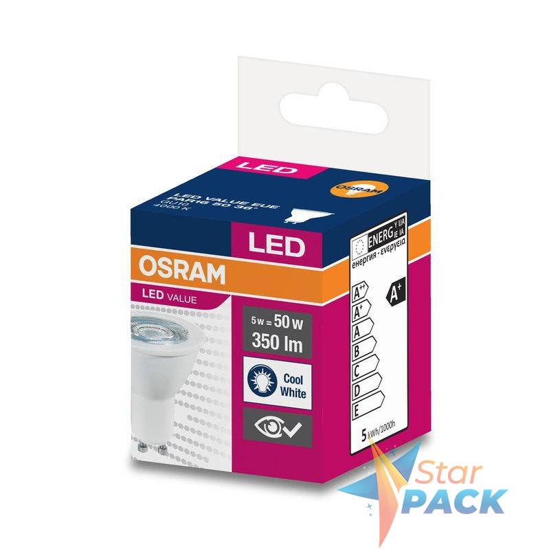 SPOT incastrat LED Osram, soclu GU10, putere 5W, forma spot, lumina alb rece, alimentare 220 - 240 V
