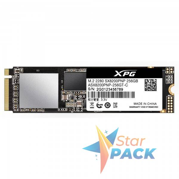 SSD ADATA, XPG SX8200 Pro, 256 GB, M.2, PCIe Gen3.0 x4, 3D TLC Nand, R/W: 3500/1200 MB/s