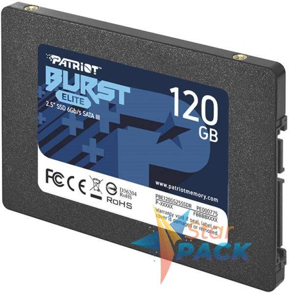SSD PATRIOT, BURST ELITE, 120 GB, 2.5 inch, S-ATA 3, 3D QLC Nand, R/W: 450/320 MB/s, 45506952