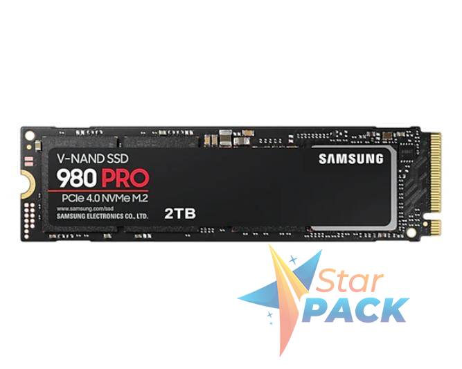 SSD SAMSUNG, 980 PRO, 2TB, M.2, PCIe Gen4.0 x4, V-Nand 3bit MLC, R/W: 7000 MB/s/5100 MB/s