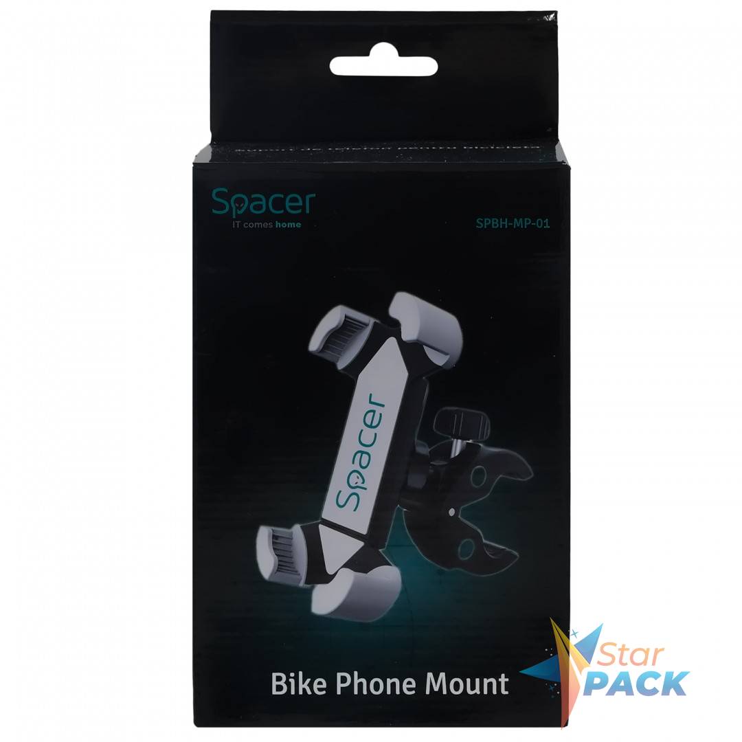 SUPORT Bicicleta SPACER pt SmartPhone, Multi-Purpose, fixare de bare de diferite dimensiuni, Negru