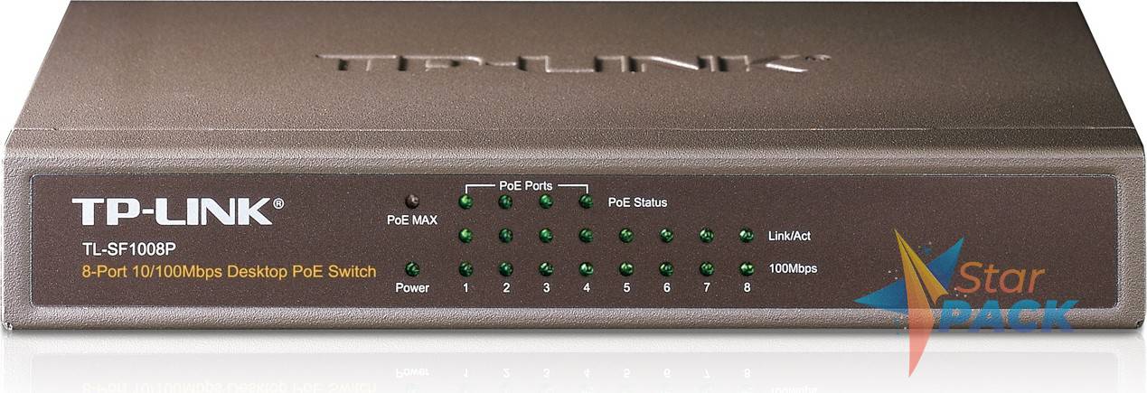 SWITCH PoE TP-LINK  8 porturi 10/100Mbps, IEEE 802.3af, carcasa metalica
