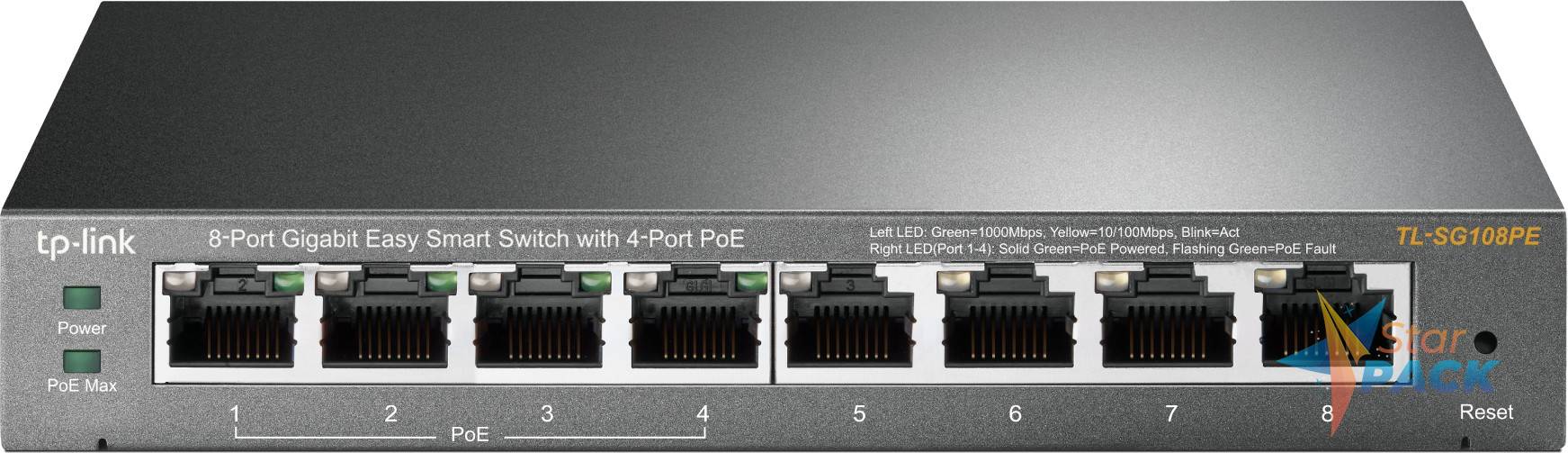 SWITCH PoE TP-LINK  8 porturi Gigabit, IEEE 802.3af, carcasa metalica