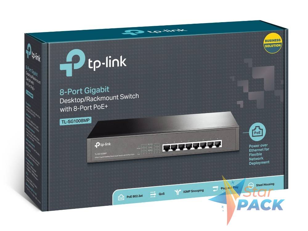 SWITCH TP-LINK POE  8 porturi Gigabit, IEEE 802.3af, carcasa metalica
