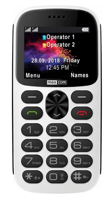 Telefon cu butoane, Maxcom, MM471  ecran 2.2 inch, dual sim,  rez. camera 2 Mpix,  2G, OEM, acumulator 1400 mAh, alb