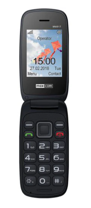 Telefon cu butoane, Maxcom, MM817  ecran 2.4 inch, dual sim,  rez. camera 0.3 Mpix,  2G, OEM, acumulator 800 mAh, negru