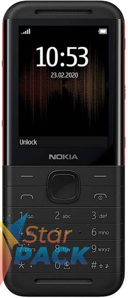 Telefon cu butoane, NOKIA, 5310  ecran 2.4 inch, dual sim,  rez. camera 0.3 Mpix,  memorie interna 16 MB, 2G, OEM, acumulator 1200 mAh, negru/ rosu