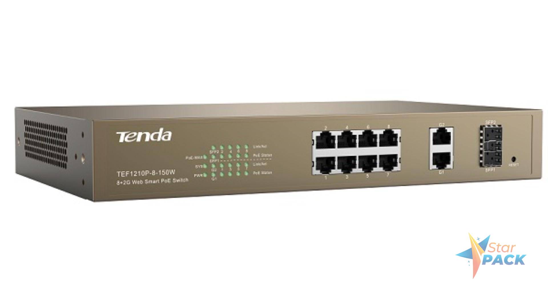 TENDA 8-PORT + 2GB WEB SMART POE SWITCH