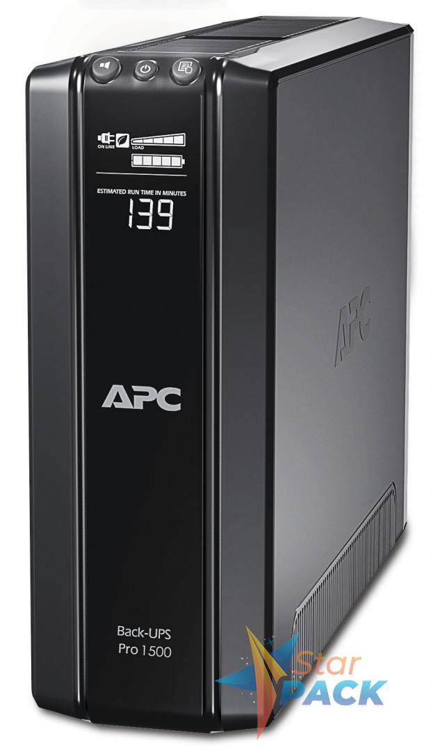 UPS APC,  Back-UPS RS, Line Int. cu management, tower, 1500VA/865W, AVR, IEC x 10, 1 x baterie APCRBC124, display LCD, back-up 11 - 20 min.