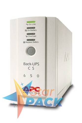 UPS APC, Back-UPS CS, Line Int. cu management, mini tower, 650VA/400W, IEC x 4, 1 x baterie RBC17, LED, back-up 11 - 20 min.SP prelungire garantie