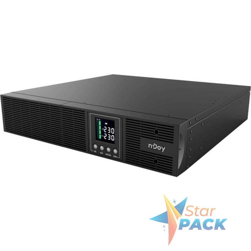 UPS Njoy Aster 1000, Online, Tower/rack, 900 W, fara AVR, IEC x 8, display LCD, back-up 1 - 10 min.