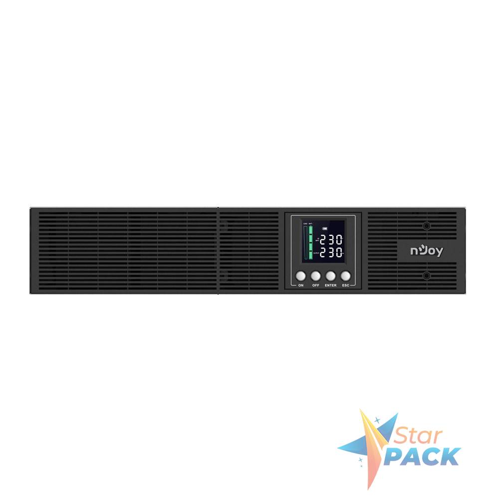 UPS NJOY, Aster 3000, Online cu sinusoida pura, rack, 3000VA/2700W, AVR, IEC x 8, 6 x baterie GP09122L, display LCD, back-up 11 - 20 min.