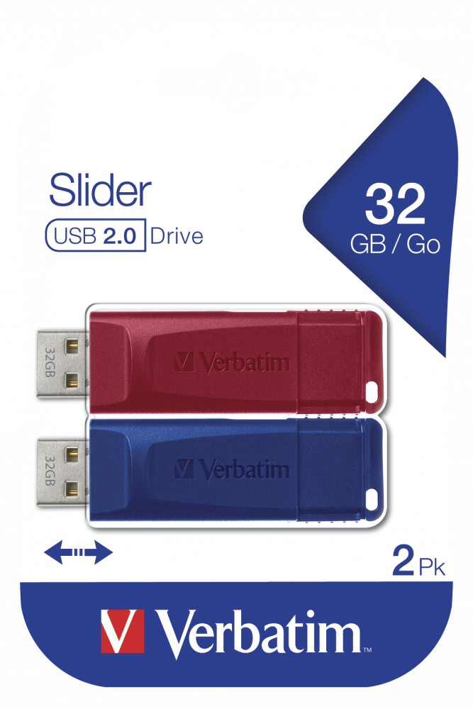 USB DRIVE 2.0 STORE  N  GO SLIDER 2 X 32GB