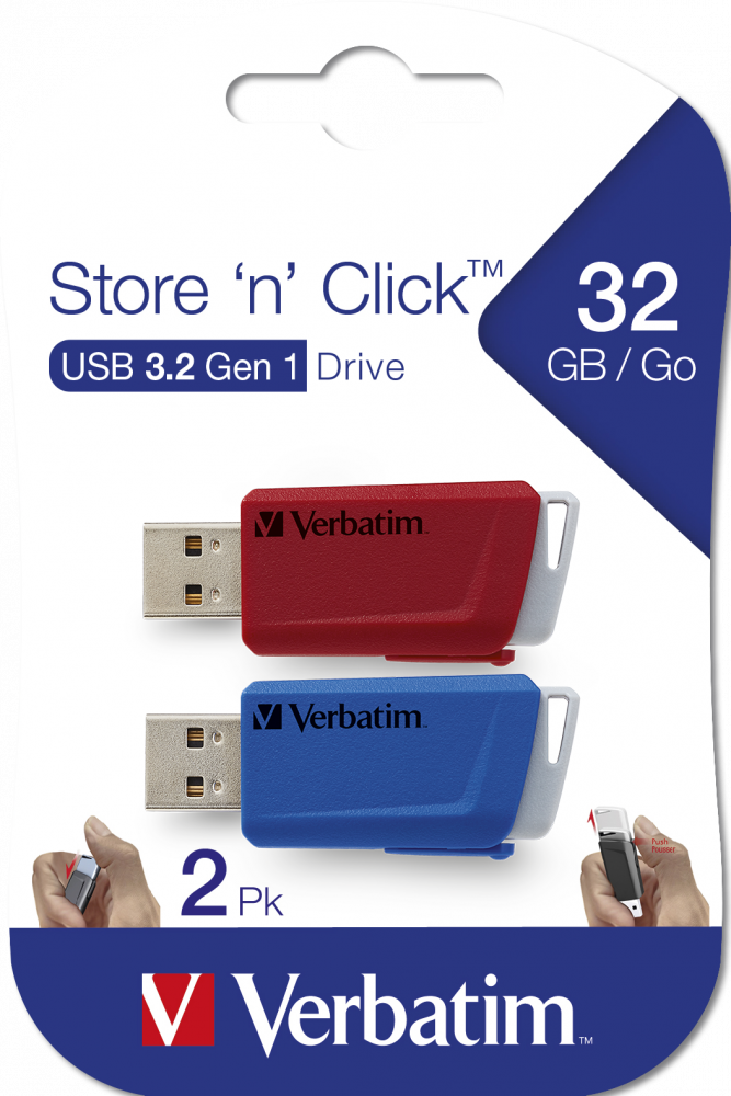 USB DRIVE 3.0 STORENCLICK 2X32GB R/B