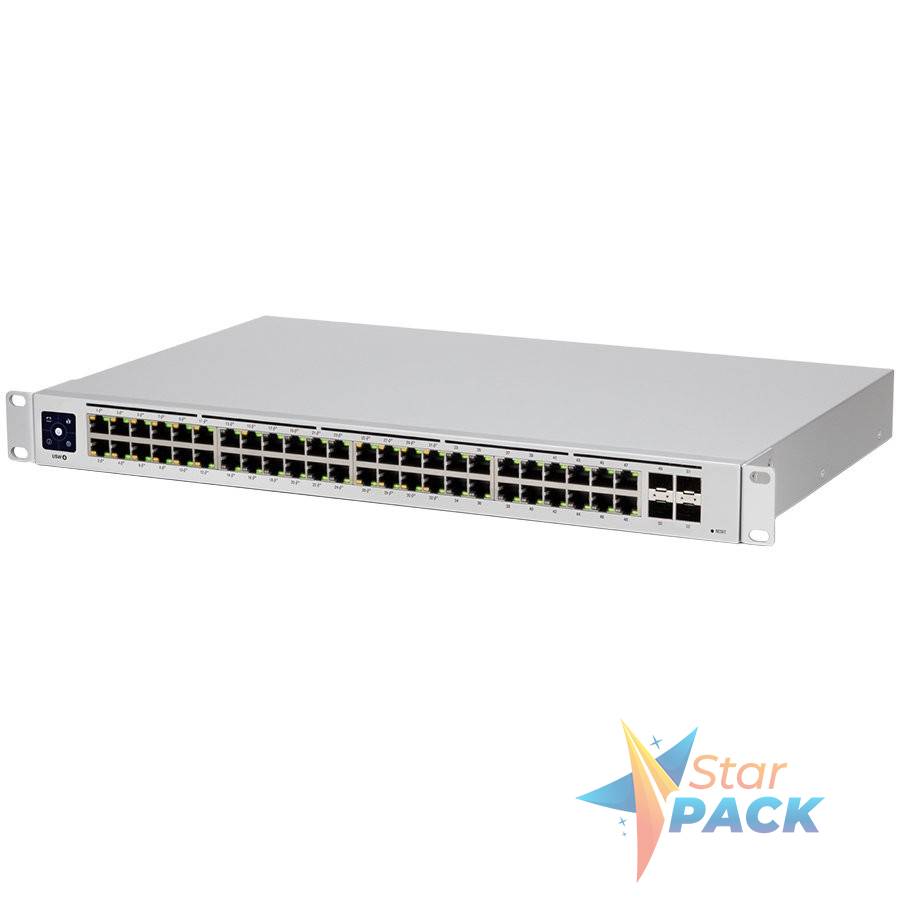 USW-48-PoE is 48-Port managed PoE switch with Gigabit Ethernet ports including 802.3at PoE+ ports, and SFP ports. Powerful second-generation UniFi switching.