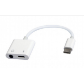 ADAPTOR audio GEMBIRD stereo, alimentare suplimentara USB-C, 0.1M, alb
