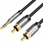 Adaptor audio Vention, Jack 3.5mm la 2 x Jack 3.5mm, 1m, AWG 29, PVC,aluminiu, negru