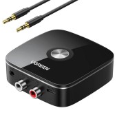 ADAPTOR Bluetooth audio Ugreen, CM123 acumulator inclus, 1 x jack 3.5mm, 2xRCA output, convertor audio wireless,versiune bluetooth 5.0 A2DP, negru - 6957303834457
