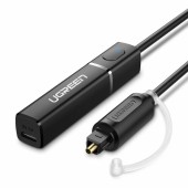 ADAPTOR Bluetooth audio Ugreen, CM150 acumulator inclus, 1 x fibra optica, convertor audio wireless,versiune bluetooth 5.0 A2DP, negru - 6957303852130