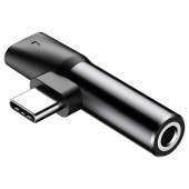 ADAPTOR Incarcare si audio Baseus, 1 x USB Type-C la 1 x USB Type-C si 1 x Jack 3.5mm, negru  - 6953156282278