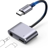 ADAPTOR Incarcare si audio Ugreen, CM231, 1 x USB Type-C la 1 x USB Type-C si 1 x Jack 3.5mm, lungime cablu 10 cm, gri - 6957303861644