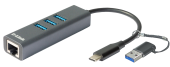 ADAPTOR RETEA D-LINK, extern, USB-C, port RJ-45 Gigabit, 3 x USB SuperSpeed 3.0 port, adaptor USB-A inclus
