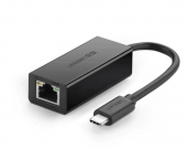 ADAPTOR RETEA Ugreen,  extern, USB Type-C la port 10/100 Mbps  RJ-45, negru   - 6957303832873
