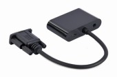 ADAPTOR video GEMBIRD, adaptor VGA la HDMI + VGA, 15cm, rezolutie maxima Full HD la 60Hz, USB power, negru