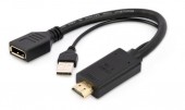 ADAPTOR video GEMBIRD, HDMI la DisplayPort, rezolutie maxima 4K la 30Hz, activ USB powered, black