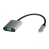 ADAPTOR video LOGILINK, adaptor USB-C la VGA, 0.15m, conectori auriti, rezolutie maxima Full HD, aluminiu, dublu ecranaj, negru-gri