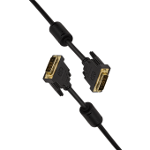 ADAPTOR video LOGILINK, DVI-D DL la DVI-D DL 24+1pin, 2m, conectori auriti, rezolutie maxima Full HD, plastic, 2 x ferita, dublu ecranaj, negru