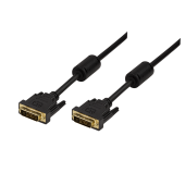 ADAPTOR video LOGILINK, DVI-D DL la DVI-D DL 24+1pin, 3m, conectori auriti, rezolutie maxima Full HD, plastic, 2 x ferita, dublu ecranaj, negru