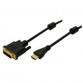 ADAPTOR video Logilink, HDMI la DVI-D, rezolutie maxima 2K FHD la 60 Hz, conectori auriti, 2m, negru, 