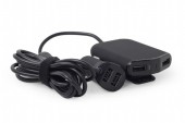 ALIMENTATOR auto GEMBIRD, 4 x USB, pt. bricheta auto 2 x USB, pt. bancheta din spate 2 x USB, 1.8m cablu, maxim 9.6A, black